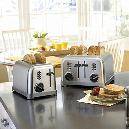 Cuisinart DGB-550BKP1 Automatic Coffeemaker Grind & Brew, 12-Cup Glass, Black And CPT-180P1 Metal Classic 4-Slice Toaster, Brushed Stainless