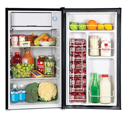 Igloo IRF32BK Single Door Compact Refrigerator With Freezer, Slide Out Glass Shelf, Perfect For Homes, Offices, Dorms, 3.2 Cu.ft, Black