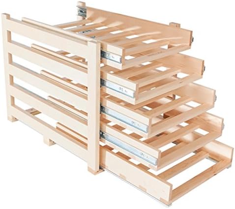  Logic In-Cabinet Sliding Tray Wine Rack, 30-Bottle, Solid Maple Wood, Unstained With Clear Satin Lacquer Finish