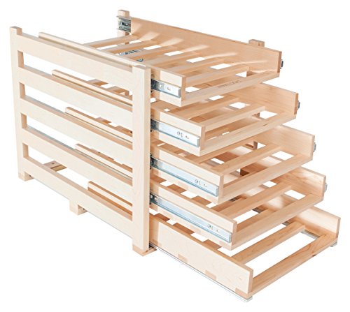  Logic In-Cabinet Sliding Tray Wine Rack, 30-Bottle, Solid Maple Wood, Unstained With Clear Satin Lacquer Finish
