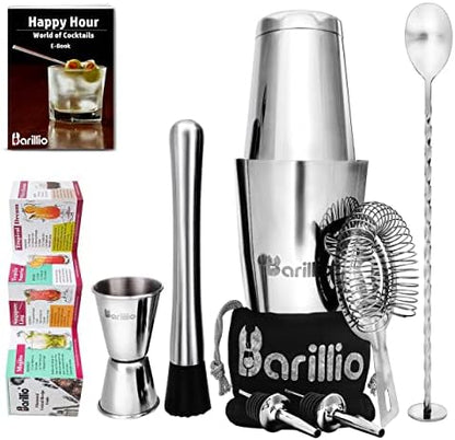  Ston Shaker Cocktail Shaker Set | Professional Bartender Kit With Weighted Martini Mixer, Hawthorne Strainer, Jigger, Mojito Muddler, Mixing Spoon & 2 Liquor Pourers……