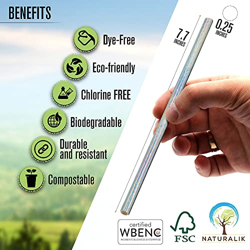  100-Pack Extra Durable Iridescent Paper Straws Biodegradable- Premium Eco-Friendly Paper Straws Bulk- Drinking Straws For Juices, Restaurants And Party Supplies, 7.7" (Silver, 100ct)