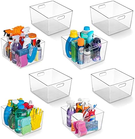  Clear Plastic Storage Bins – XL 4 Pack Perfect Kitchen Organization Or Pantry Storage – Fridge Organizer, Pantry Organization And Storage Bins, Cabinet Organizers