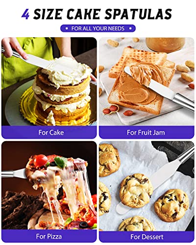  Cing Spatula, Cake Straight Spatula Set With 4, 6, 8 & 10 Inch Blades, Stainless Steel Handle Suitable For Home, Kitchen Or Bakery