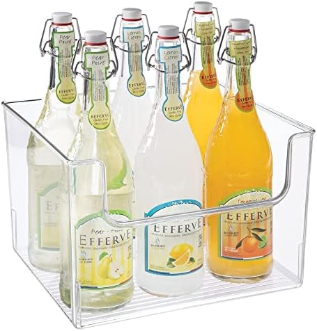  Modern Plastic Open Front Dip Storage Organizer Bin Basket For Kitchen Organization - Shelf, Cubby, Cabinet, And Pantry Organizing Decor - Ligne Collection - Clear