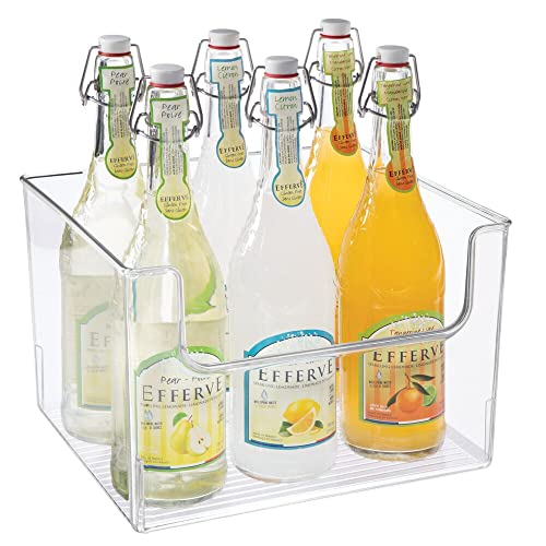  Modern Plastic Open Front Dip Storage Organizer Bin Basket For Kitchen Organization - Shelf, Cubby, Cabinet, And Pantry Organizing Decor - Ligne Collection - Clear
