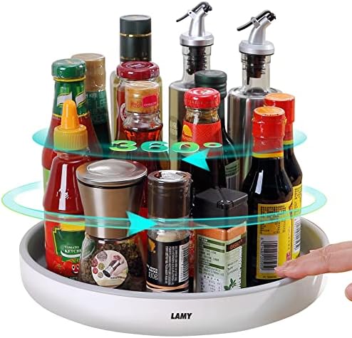 Lamy AMY Lazy Susan Organizer Kitchen Organization, 2 Pack 10 Inch Lazy Susan Turntable For Cabinet, Pantry, Refrigerator And Table, Black