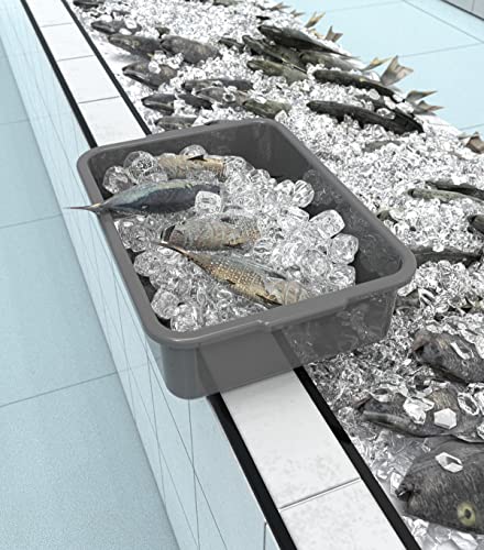  5-Pack Commercial Bus Tubs Box/Tote Box, Plastic Storage With Handles, Wash Basin Tub 8 Liter (Gray)
