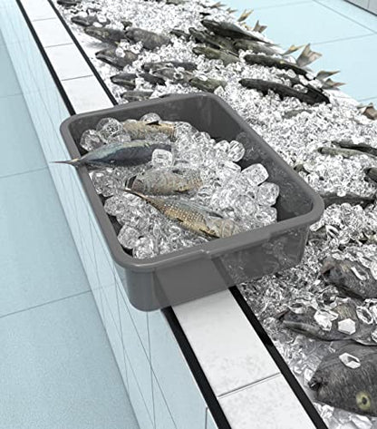  5-Pack Commercial Bus Tubs Box/Tote Box, Plastic Storage With Handles, Wash Basin Tub 8 Liter (Gray)