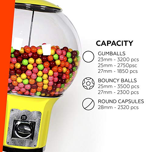  Gumball Machine For Kids RED Vending Machine 4'10" $0.25 Tall Spiral Candy Machine With Dispenser For Gumballs Bubble Gums Bouncy Balls Capsules