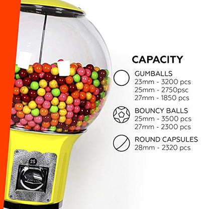  Gumball Machine For Kids RED Vending Machine 4'10" $0.25 Tall Spiral Candy Machine With Dispenser For Gumballs Bubble Gums Bouncy Balls Capsules