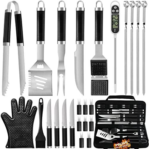  26PCS Grill Accessories For Outdoor Grill Utensils Set Stainless Steel BBQ Tools Grilling Tools Set For Father's Day Birthday Presents, Barbecue Accessories Kit Ideal Grilling Gifts For Men Dad