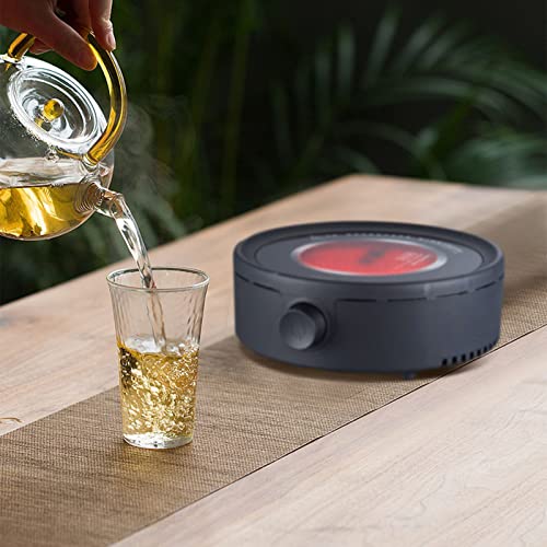  Electric Ceramic Stove Electronic Fondue Electric Porcelain Electric Tea Heating Stove For Boiling Water Making Coffee Knob Adjustment (Black)