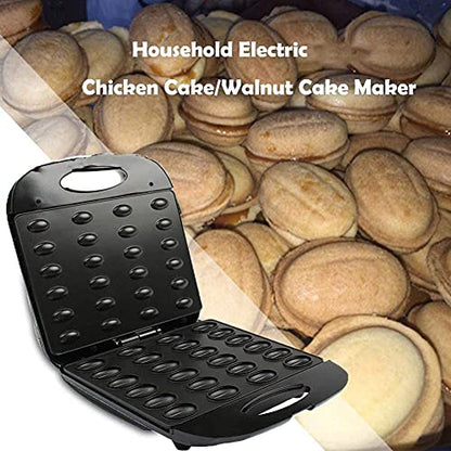  Electric Walnut Cake Maker, Automatic Mini Nut Waffle Bread Machine Sandwich Iron,Toaster Baking Breakfast Pan Oven