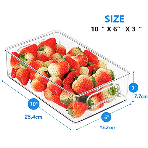  Kapebow Kitchen Storage Organizer Bins - Home Pantry Organizers 6pcs Refrigerator Organizer Bins Plastic Fridge Freezer Containers Cabinets Bin BPA Free Clear Plastic Pantry Storage Racks