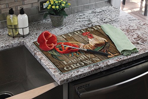  Art 'FARM FRESH ROOSTER' Glass Cutting Board, 15 X 12"