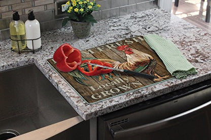  Art 'FARM FRESH ROOSTER' Glass Cutting Board, 15 X 12"