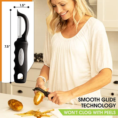  Spring Chef Premium Swivel Vegetable Peeler, Black
