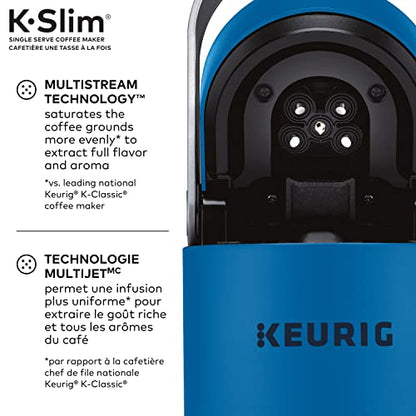 Keurig® K-Slim Single Serve K-Cup Pod Coffee Maker, Featuring Simple Push Button Controls And MultiStream Technology, Twilight Blue