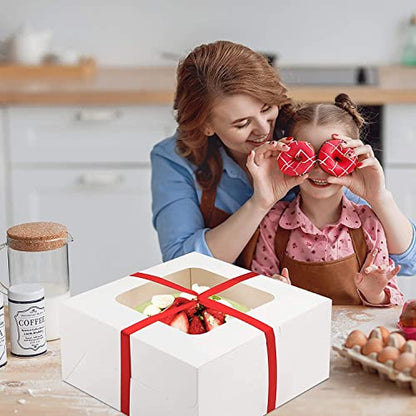  10 Inch Cake Box With Cake Boards Set 20pcs 10x10x5 Inches, Bakery Box With Window. Cheesecake Box, Cajas Pasteles For Cake, Disposable Cake Containers With Lids For Desserts, Cake Saver With Cover