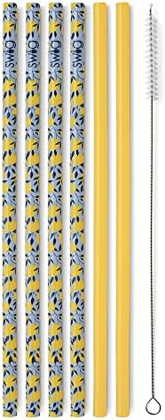  Reusable Straws Luxy Leopard + Blush Reusable Straw Set + Cleaning Brush, Each Straw Is 10.25 Inch Long (Fits Swig Life 20oz Tumblers, 22oz Tumblers, And 32oz Tumblers)