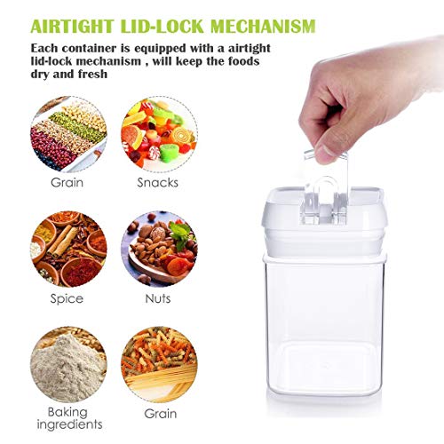  7 Pack Airtight Food Storage Container Set - Kitchen & Pantry Organization Containers - Labels & Chalk Marker - BPA Free Clear Plastic Kitchen And Pantry Organization Containers
