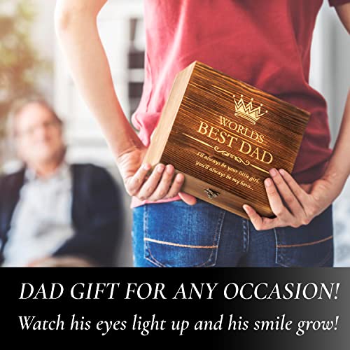  Gifts For Dad From Daughter - Engraved 'Worlds Best Dad. You'll Always Be My Hero' Whiskey Glass Set I Dad Birthday Gift I Dad Gifts From Daughter