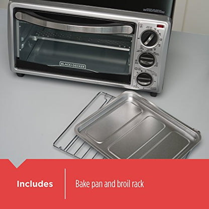 Black & Decker 4-Slice Convection Oven, Stainless Steel, Curved Interior Fits A 9 Inch Pizza, TO1313SBD