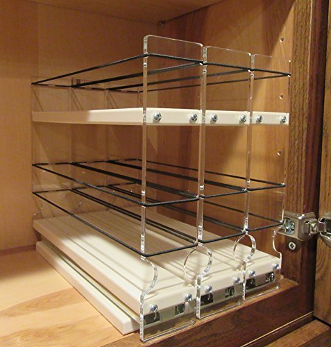  Vertical Spice - 222x1.5x11 DC - Spice Rack - 3 Drawers - 15 Regular/15 Half-Size Capacity - Cabinet Mounted - Size: 6.9" Width X 9.25" Height X 10.6" Depth - Made In USA