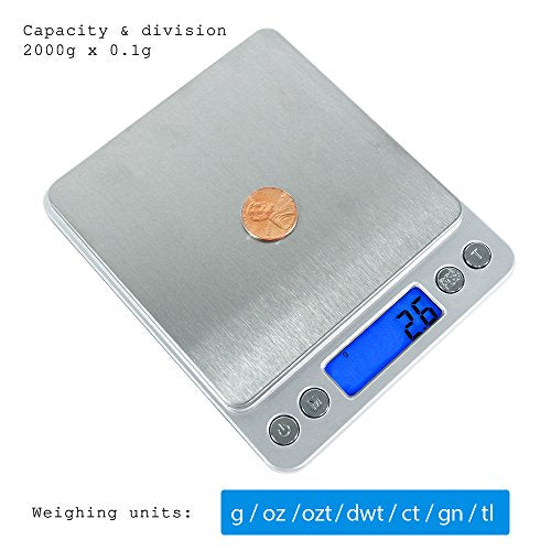 Smart Digital Multifunction Stainless Steel Jewelry & Kitchen Food Scale, APL1358