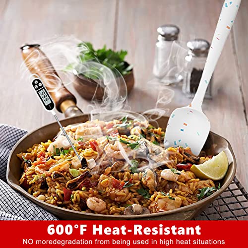  Heat Resistant Silicone Spatulas Set 6pcs, Seamless Design Non-Stick Mixing Spatulas With Stainless Steel Core, Premium BPA-Free Rubber Spatula Baking Cooking Utensile For Home Kitchen BBQ (white)