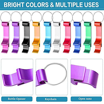  100pcs Personalized Custom Bottle Opener Keychain Bulk For Men Women,Customized Metal Can Beer Bottle Opener Wedding Party Favors,Engraved With Logo,Text