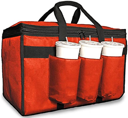  Insulated Food Delivery Bag With Cup Holders/Drink Carriers Premium XXL, Great For Beverages, Grocery, Pizza, Commercial Quality Hot And Cold (XL Pro)