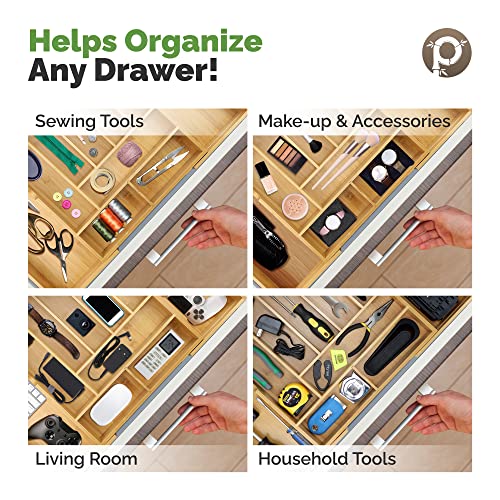  Silverware Organizer - Expandable Kitchen Drawer Organizer - Adjustable Kitchen Drawer Organizer For Utensils, Expandable To 25 Inches Wide, 10 Compartments, Silverware Tray For Drawer