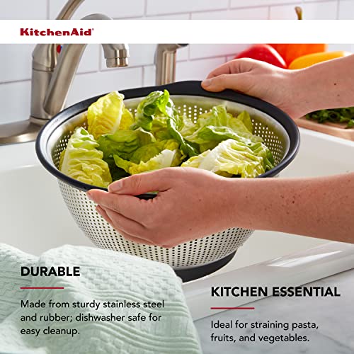 KitchenAid Gourmet Stainless Steel Colander, 5-Quart, Black