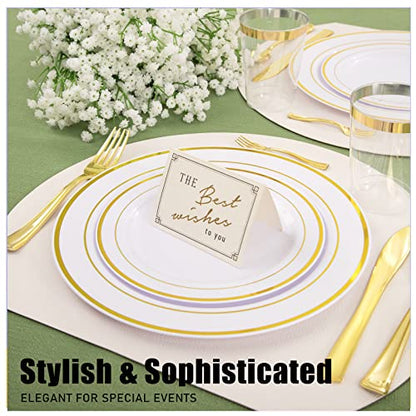 180 Pieces Disposable Plastic Gold Silverware Cutlery - Plastic Flatware Set 60 Forks, 60 Knives And 60 Spoons - Heavy Duty Gold Plastic Cutlery - Gold Utensils For Party, Wedding,Birthday