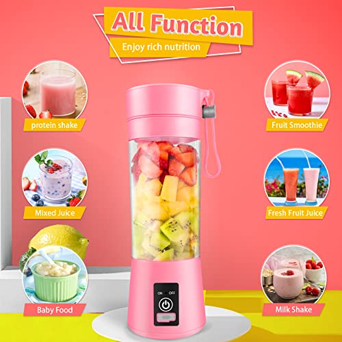 Portable Blender,Personal Blender For Shakes And Smoothies With Rechargeable USB Port,Fresh Juice Personal Size Blender With 380ml And 6 Blades
