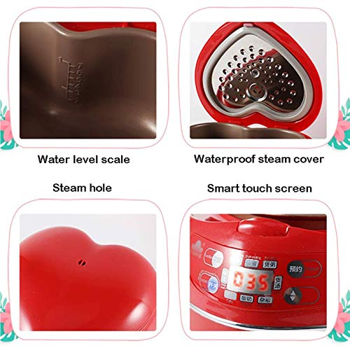  Peach Heart-Shaped Rice Cooker, Smart 300W Rice Cooker, 1.8L, 1-3 People, Non-Stick Pan, Constant Temperature Insulation,Red