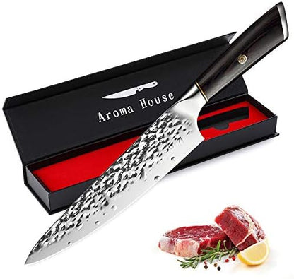  Damascus Nakiri Knife 7", Heavy Duty Kitchen Knife For Meat And Vegetable, High Carbon Stainless Steel & Pakkawood Handle, Magnetic Box, Amazing Gift Option.