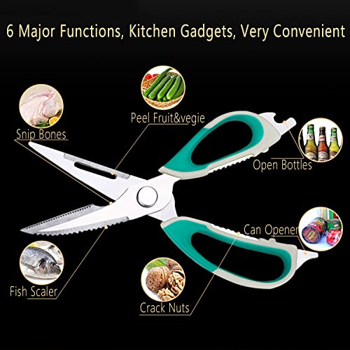  Kitchen Scissors Multipurpose Scissors For Meat, Vegetables & Herbs - Stainless Steel Sharp Utility Food Scissors With Magnetic Sheath Removable Cooking Scissors Chicken(Grey)