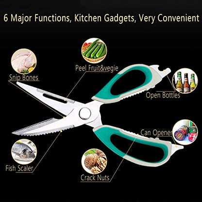  Kitchen Scissors Multipurpose Scissors For Meat, Vegetables & Herbs - Stainless Steel Sharp Utility Food Scissors With Magnetic Sheath Removable Cooking Scissors Chicken(Grey)