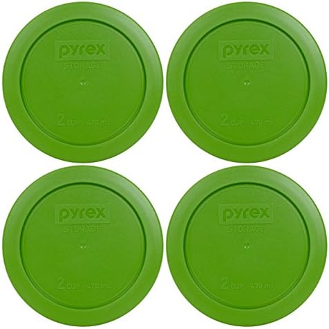 Pyrex 7200-PC 2-Cup Lawn Green Plastic Food Storage Lid, Made In USA - 2 Pack