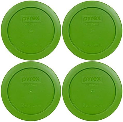 Pyrex 7200-PC 2-Cup Lawn Green Plastic Food Storage Lid, Made In USA - 2 Pack
