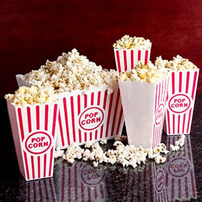  Stic Red White Striped Classic Popcorn Containers For Movie Night - 7.8 Inch Tall X 3.8 Inch Square (4 Pack)