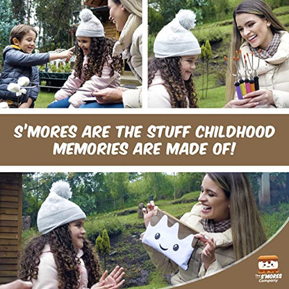  He S'mores Company - Smores Caddy & 4 Marshmallow Roasting Sticks Kit, Large Marshmallow Smores Caddy Kit For Fire Pit Campfire Accessories, For Camping, Glamping, BBQ, Picnic