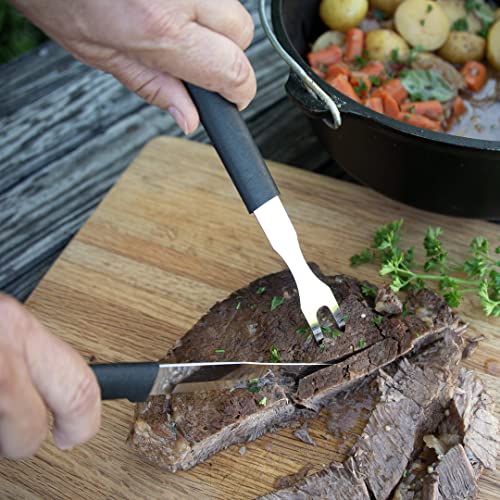  Ada Cutlery Carving Fork Stainless Steel Tine Steel Resin Made In USA, 9-1/2 Inches, Black Handle