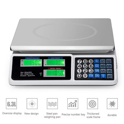  Electronic Price Computing Scale 66 LB Computing Commercial Food Meat Produce Electronic Counting Weight Lb/g/Kg With Large Display And Rechargeable Battery
