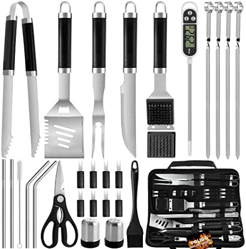  26PCS Grill Accessories For Outdoor Grill Utensils Set Stainless Steel BBQ Tools Grilling Tools Set For Father's Day Birthday Presents, Barbecue Accessories Kit Ideal Grilling Gifts For Men Dad