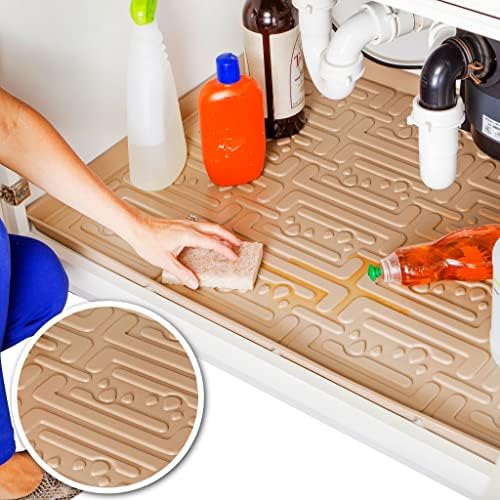  Xtreme Mats - Waterproof Under Sink Mat For Kitchen & Laundry Cabinets, Pick Your Size - 22" Depth Cabinet Shelf Protector, Flexible Under Sink Drip Tray Liner (Gray, 34" 1/4 X 22 1/4)