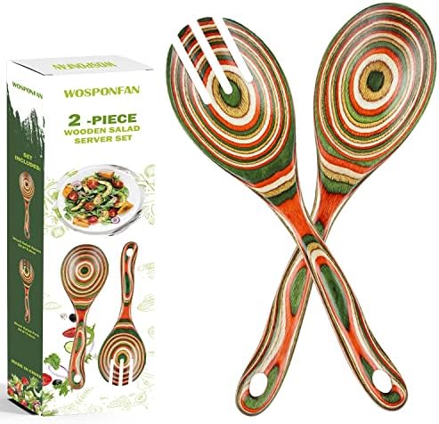  Wooden Spoons For Cooking, WOSPONFAN Kitchen Utensils Set, Pakkawood Kitchen Cooking Utensils Set, Apartment Essentials Wood Serving Spatula Spoon, Salad Tongs, Home & Kitchen Gift For Women